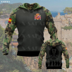 HISPAANIA ARME Kamuflaaž Eagle Tattoo 3D Prindiga T&otilde;mblukuga kapuuts Meeste Pullover Pusa kapuutsiga jakk Jersey dressid XXXXXL