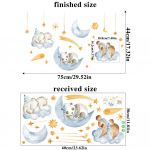 Cartoon Dream Bears Seinakleebised Moon Stars Decor lastetoa kaunistamiseks magamistoas 30x60cm