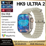 HK9 Ultra 2 nutikell AMOLED 4 GB k&auml;ekell Ultra2 ChatGPT NFC nutikell meestele Ai kella esik&uuml;lje kompassi veekindlus hall