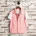 3 v&auml;rvi vintage meeste varrukateta rebenenud teksap&uuml;ksid, teksastest vestid, suur suurus S-5XL 3XL roosa