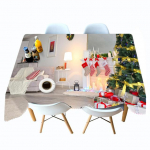 J&otilde;ululauast sokid ja kingitus Kuldse pallipuu kaunistus Ristk&uuml;likukujuline &uuml;mmargune laudlina paks puuvillane katter&auml;tik Round diameter 60CM