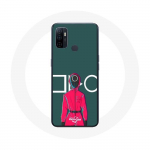 M&auml;ng Oppo A53 Case Squid M&auml;ng Punane s&otilde;dur ringikujulise maskiga rohelise taustaga