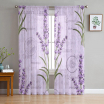Lavendli lilla taime t&uuml;ll l&auml;bipaistvad kardinad elutuppa Magamistoa k&ouml;&ouml;gi kaunistus Voile organza kardinad 135W x 114H(cm)