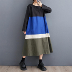Kevadine ja s&uuml;gisene naiste kleit avar plusssuuruses moeliitmine Keskmise pikkusega kirjanduslikud retro &otilde;hukesed pikkade varrukatega kleidid One Size