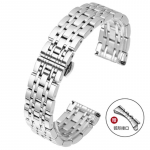 Tugev roostevabast terasest rihm 14/14/16/18/19/20/21/22mm liblikpandlaga, poleeritud meeste naiste, 7-punktilise metallist asenduskellarihmaga 22mm