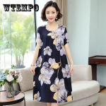 Puuvillane siidist kleit, naiste suver&otilde;ivad l&uuml;hikeste varrukatega, suured liiprid L