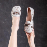 Johnature Ehtsast nahast &otilde;&otilde;nsad hingavad naiste kingad Mugavad mitmek&uuml;lgsed pehme tallaga madala lillega lamedad sandaalid 35 beež