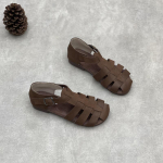 Johnature Ehtsast nahast rooma sandaalid Retro vabaaja &uuml;hev&auml;rvilised veisenahast pehme tallaga lamedad naistekingad 38 kohv