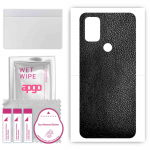 apgo Protective Skin Sticker for the back compatible with OnePlus Nord N10 5G, Wrap Film, Foil, Vinyl - Pattern Black Leather