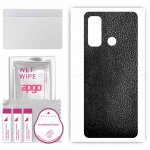 apgo Protective Skin Sticker for the back compatible with Tecno Spark Power 2 Air, Wrap Film, Foil, Vinyl - Pattern Black Leather