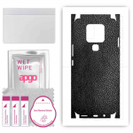 apgo Protective Skin Sticker for the back+sides compatible with Tecno Camon 16, Full Wrap Film, Foil, Vinyl - Pattern Black Leather