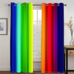 Vikerkaare triibulised kardinad V&auml;rvilised erksad vertikaalsed triibud 3D prindiga mustriga kardinad elutuppa 2-osaline komplekt 132W164H(CM)52x65in&Grommet Top