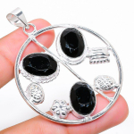 Natural Black Spinel Gemstone Handmade 925 Sterling Silver Pendant 2.25 u4z32