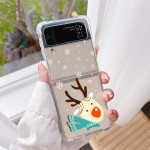 Luksuslik &uuml;mbris Samsung Galaxy Z Flip 3 4 5G Funda Z Flip3 Clear PC Hard P&otilde;rutuskindel Tagasi Telefon Coque Cute Cartoon Doll Christmas Samsung Z Flip 3 5G