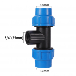 1/2 3/4 1 kuni 20mm 25mm 32mm PE toru lukustatud tee Farmland Mikroniisutus sprinkler Niisutus PE toru kiir&uuml;henduse tee 3/4 inch to 32mm