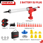 ONEVAN 10000N elektriline tihendusp&uuml;stol 6 kiirusega klaasist liimip&uuml;stolid surveliimi &otilde;mblus&otilde;mblused hermeetiku liimip&uuml;stol Makita 18v aku jaoks 2 Battery EU Plug