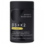 Sports Research D3 125mcg + K2 100mcg Taimne pehmekapsel, 120 tabletti, 1 &uuml;hik, Korea tervisetoit