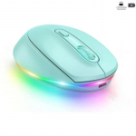 Ergonoomiline 2,4G Plug And Play juhtmevaba h&auml;&auml;letu hiir 1600 DPI LED taustvalgustusega laetav juhtmevaba hiir PC/lauaarvuti/s&uuml;learvuti jaoks-roheline roheline