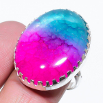 Natural Rainbow Solar Quartz Gemstone 925 Sterling Silver Ring Size 8 e7d62