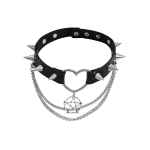 Mood Harajuku Must PU Nahast Choker Kaelakee Naiste Punk Gooti Naastudega Neetidega Kaelakee T&auml;he Ripatsiga Krae Ehted1