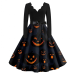 Halloween Print Flare kleit naistele pikkade varrukatega kleit vabaaja kleidid XXXXL roheline