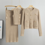 Kootud komplekt Naiste s&uuml;gisene kampsunist kampsunist vest kootud pool keha seeliku &uuml;likond One Size khaki