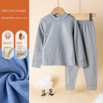 Teismeliste laste termopesu Villane siid pehme hubane kaheosaline poiste t&uuml;drukute puhkeriided paks soe hingav laste magamisriiete komplekt 170cm hall