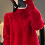 Naiste ka&scaron;miir kampsun Qinghe ka&scaron;miir 30% ka&scaron;miir 70% vill s&uuml;gis-talvine ka&scaron;miir paks pullover pehme ja soe L punane