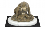 Staffordshire Bull Terrier, Staffy II - dog figurine, statue on white marble, trophy for Art-Dog dog show exhibition