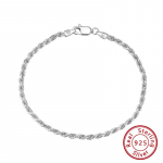 S925 Sterling H&otilde;be K&auml;ev&otilde;ru Punutud Keerduv K&ouml;iskett Tarvikud 2.3mm thick, 20cm