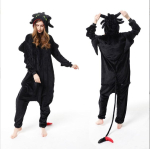 Talvised flanellpidžaamad T&auml;iskasvanute Halloweeni peo dinosaurus draakon &uuml;hes t&uuml;kis loomakost&uuml;&uuml;m kombinesoon M must