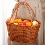 K&auml;sitsi kootud korvihoidja hoiukott Igap&auml;evaste tarbekaupade ostmiseks 30x15x17 cm