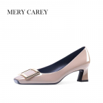 Luksuslikud nahast k&otilde;rged kontsad naistele 2024 Uus Suvi Ruudukujuline varvas Prantsuse Temperament Pumbad Kontorisse Nude &Uuml;he kingad T&uuml;drukutele 40