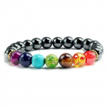 Pierre naturelle oeil de tigre 7 Chakra Bracelets & Bracelets Yoga Balance perles bouddha pri&egrave;re Bracelet &eacute;lastique LM78627562