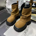Platvormsaapad Disainer Naiste K&otilde;rged Saapad &Uuml;mar Nina S&uuml;gis Paksud Kingad Trend Uued Rock Nahk Gooti Botas Mujer 35