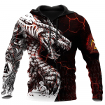 Mustvalge Tattoo Dragon 3D Prindiga Meeste Pusad Pusad Unisex Streetwear Pullover vabaaja avar jakk Spordidressid 4XL S