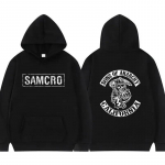 Sons of Anarchy SAMCRO Kahepoolse tr&uuml;kiga t&auml;navar&otilde;ivad, mehed, naised, Harajuku kaubam&auml;rgiga disainitud kapuuts Meeste &uuml;lisuured kapuutsid Pusa S must