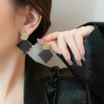 Kahekihilised suur ruut must romb metallist volditud rippk&otilde;rvar&otilde;ngad trendikad geomeetrilised litrid Statement Brincos naistele ehted