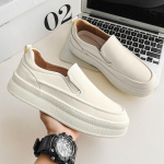 Moodsad meeste moes ehtsast nahast madalad kingad slip-on valge king hingav platvormmokassiinid noorte t&auml;navastiilis jalatsid zapatos mans 6.5 valge
