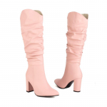 Naiste k&otilde;rge kontsaga saapad s&uuml;gis-talvised uued lihtsad &uuml;hev&auml;rvilised suures suuruses naiste saapad moodsad terava otsaga keskmise toruga saapad 39 roosa