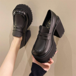 Moodsad Paksude Platvormidega Mokassiinid Kontsaga Lakknahast Slip-On Vabaaja Kingad Naistele Daamide Kontorikingad Jaapani Lolita Mustad Kontsad 2024 4.5