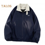 Meeste kampsun jakk rev, pikkade varrukatega t&otilde;mblukuga plekk, v&auml;rvi blokeeriv disain jakk jakk taskutega. Lahti istuv &uuml;ler&otilde;ivad M pruun