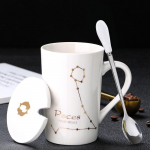 Loov keraamiline kruus &ndash; kaane ja lusikaga T&auml;htkujud, ideaalne kingitus paaridele Pisces Spoon with Lid