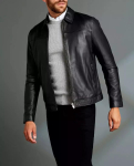 100% Ehtne K&auml;sit&ouml;&ouml;na Valmistatud Lambanahast Must Biker-jakk Elegantne Uus Meeste Jakk L must