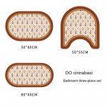 Retro Bathroom Diatom Mud Floor Mat Three-Piece U-Shaped Toilet Mat Toilet Absorbent Non-Slip Foot Mat Entrance Door Mat 3pc40x80 50x80 50x55