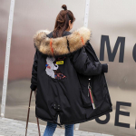 Naiste talvine sulemantel, soe suur karusnahast krae M must