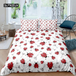 Lepatriinu tekikottide komplekt 3D lepatriinu tr&uuml;kiga voodipesukomplekt lastele poistele t&uuml;drukutele lendav entomoloogia 2/3 tk pehme kuningliku suurusega tekikate 150x200cm 3pcs