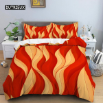 Geomeetrilise mustriga tekikott, kuninganna suuruses, punaste ja kollaste triipudega voodipesukomplekt, mikrokiust abstraktse kunsti teemaline tekikott lukuga 155x215cm 3pcs