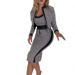 3 tk/komplekt naiste vest, mantel seelik, &uuml;likond k&otilde;rge v&ouml;&ouml;kohaga t&otilde;mblukuga, v&auml;rviga sobiv kalasabaprinter Slim Fit p&otilde;lvepikkusega seelik elegantne OL commute 2XL