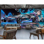 3D Tapeet T&auml;navakunst Graffiti Seinamaal Spordiauto Kaunistus TV 3D Elutoa Taustaseina Paber 200 cm(W) x 140 cm(H)